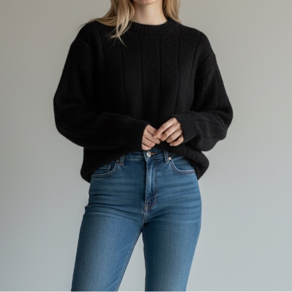 Waimate Sweaters - Waimate Possum Merino Wool Crewneck Sweater Large Made in New Zealand Black